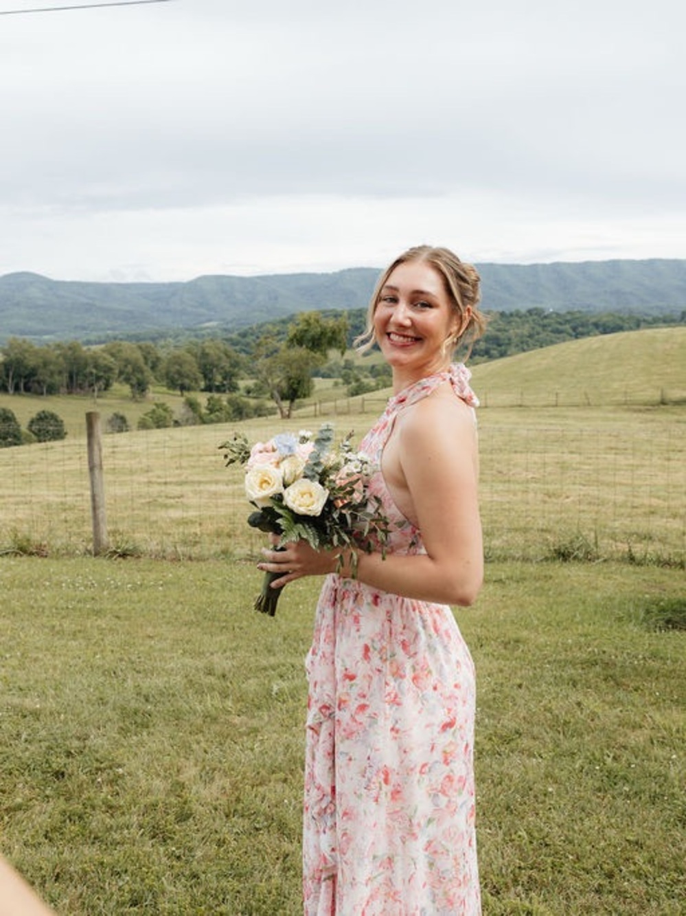 Bridesmaid Floral Halter Maxi Dress - Women